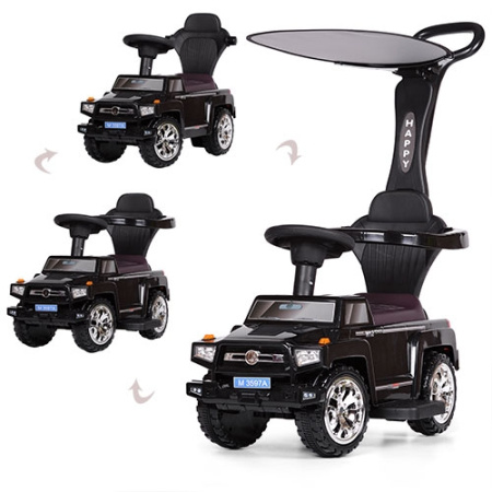 фото Каталка-машинка для детей Range Rover M 3597A-2(2) с родительской ручкой и козырьком (черная)