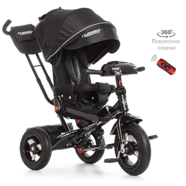 Колясочный трехколесный велосипед Turbotrike M 4060-20 с поворотным сиденьем и пультом (черный)