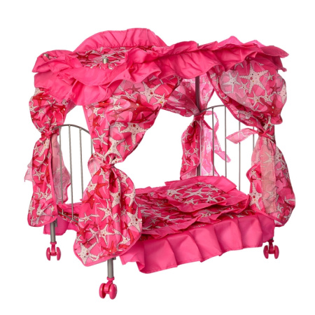 фото Кроватка 9350 E на колесиках с балдахином , металлическая