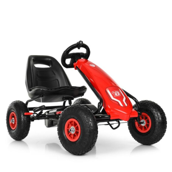 Металлический педальный карт Bambi M 3856AL-3 на резиновых колесах (красный)