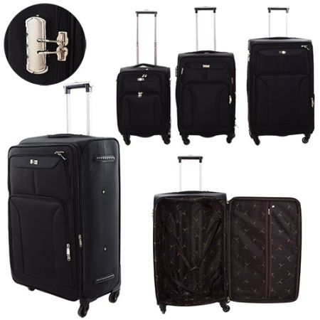 фото Набор чемоданов MK 1515-BLACK с колесиками и ручкой (черные)