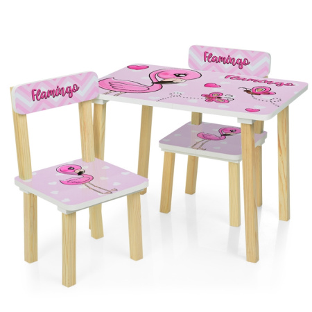 фото Детский столик со стульчиками 501-71 Фламинго деревянный