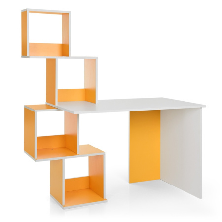 фото Детская деревянная парта M 3854-6 с надстройкой (бело-желтая)