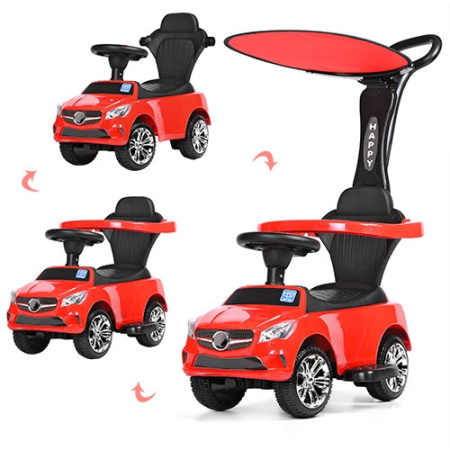 фото Детская машинка толокар Mercedes M 3503C-3(2) с ручкой и крышей (красная)