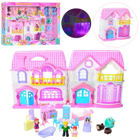 фото Детский домик с мебелью 8140-4 фигурки звук свет