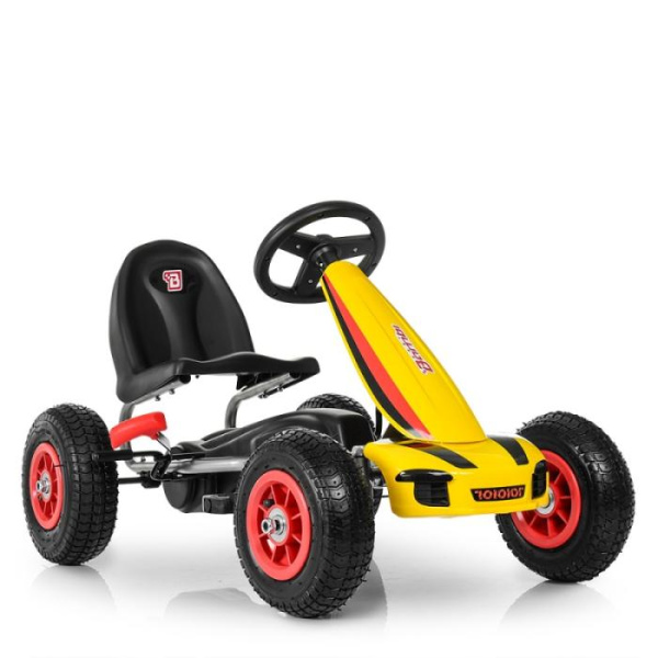Детский педальный карт Bambi M 4039-6 на резиновых колесах (желтый)