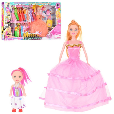 фото Кукла с нарядами и дочкой 6688A-7 чемодан