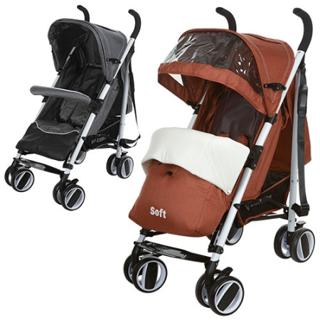 фото Детская прогулочная коляска трость M 3432-1 SOFT (серый оранжевый)