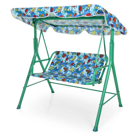 фото Качели садовые металлические Bambi M 4019-4 с крышей (синие)