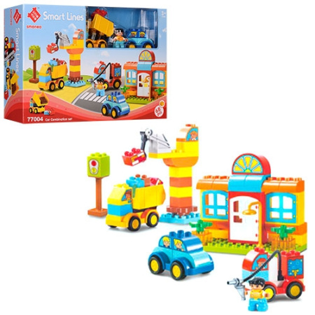 фото Конструктор для детей 77004 стройплощадка транспорт (68 деталей)
