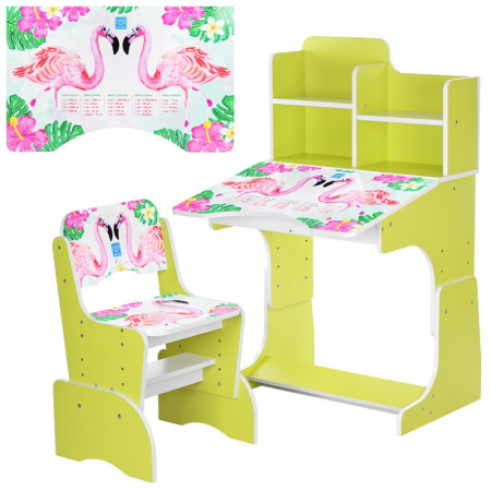 фото Детская парта-растишка Bambi B 2071-41-6 Фламинго со стульчиком (салатовая)