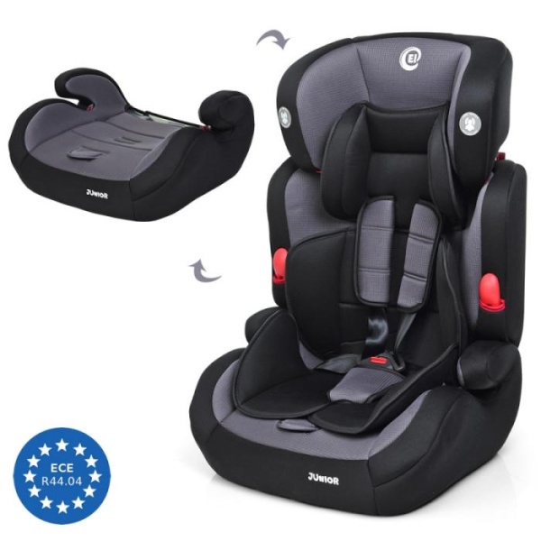 Детское автокресло El Camino ME 1008 JUNIOR Grey бустер 2в1 (черно-серое)