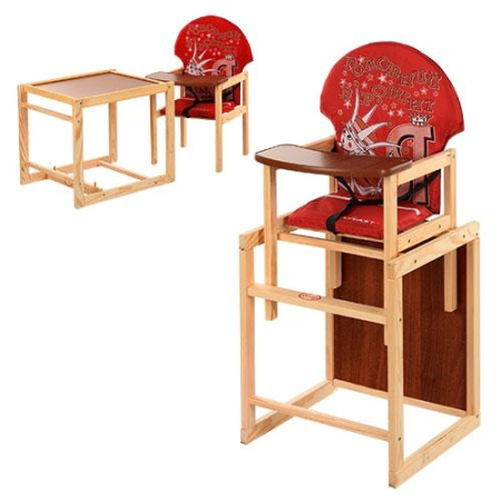 фото Детский стульчик M V-010-21-4 для кормления трансформер 2 в 1 Vivast (красный, «Главный в доме Я»)