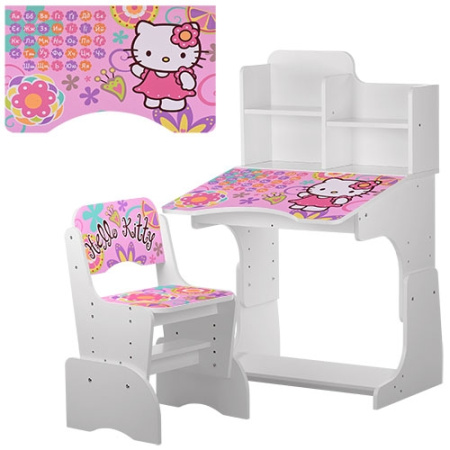 фото Растущая парта для детей со стульчиком W 2071-48-1 Hello Kitty (белая)