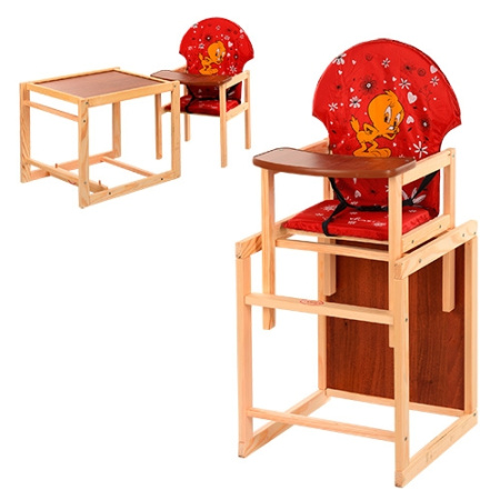 фото Детский стульчик М V-010-21-7 для кормления трансформер 2 в 1 Vivast (красный цыпленок)