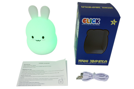 фото Детский ночник-игрушка Click "Hічні звірятка" Зайчик 14 см