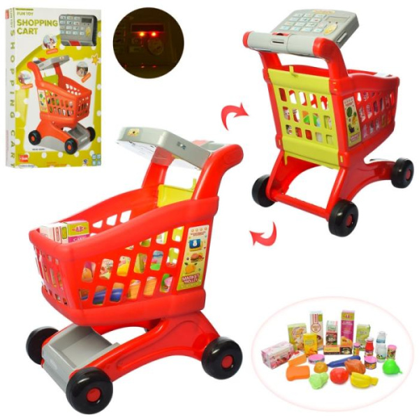 Игровая тележка-супермаркет XS-14059A с кассовым аппаратом и продуктами