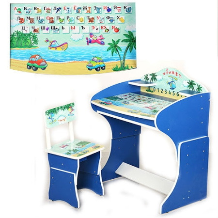 фото Парта растишка Vivast MV-901-3-2 (синяя кораблики)