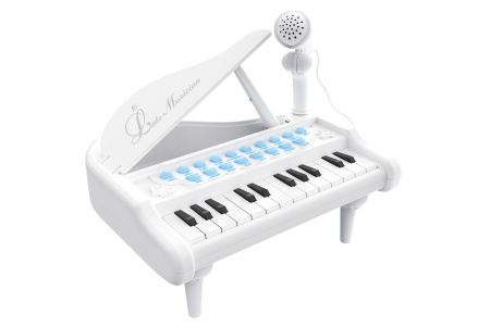 фото Детское пианино синтезатор Baoli "Маленький музикант" с микрофоном 24 клавиши (белый)