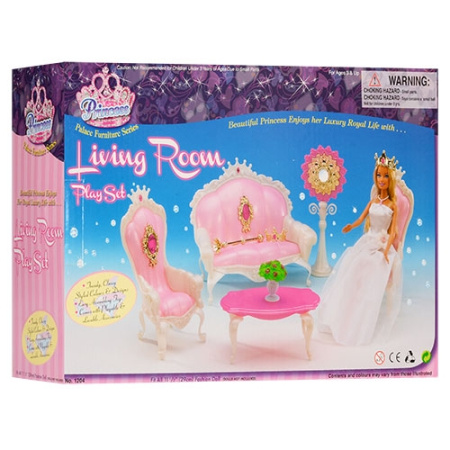 фото Мебель для куклы 1204 гостинная (софа, кресла, зеркало)