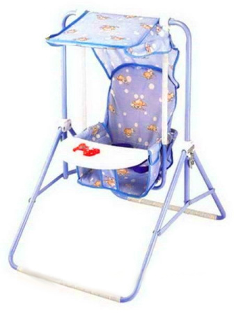фото Качель-стульчик детские HB 310 с музыкой и навесом, ремни безопасности и столик