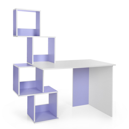 фото Детская деревянная парта M 3854-9 с надстройкой (бело-фиолетовая)