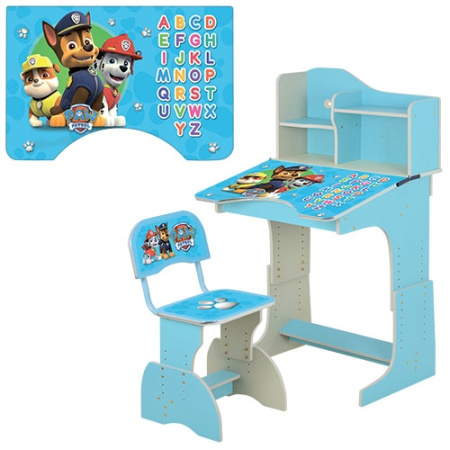 фото Регулируемая парта со стульчиком BAMBI HB 2071M06-07 (голубая щенки)